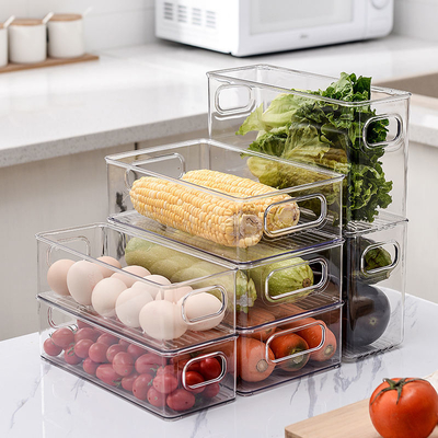 クリア冷蔵庫オーガナイザー大箱スリムプラスチック積み重ね可能