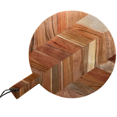 ハンドル付きキッチン アカシア木製丸型まな板