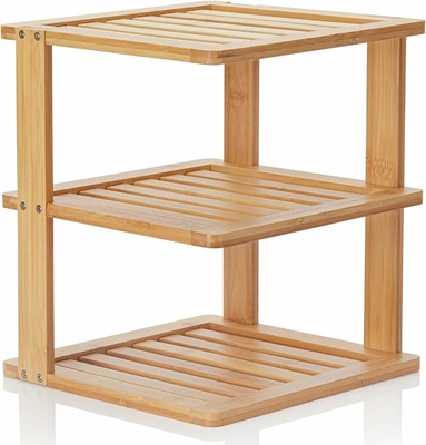 バンブー フリースタンド木製ラック キッチンカウンタートップ角棚 10x10x11.5 インチ